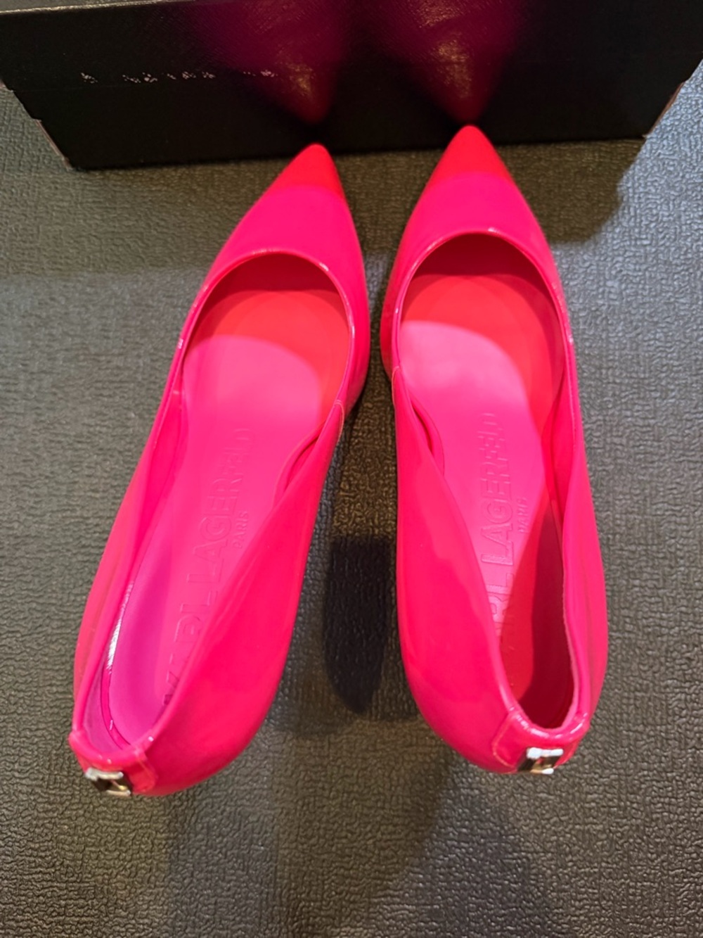 Karl Lagerfeld Hot Pink Leather Heels New - Picture 6 of 8